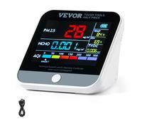 VEVOR Mini moniteur de qualité air 8en1, détecteur de particules professionnel PM2,5 PM10 PM1,0, formaldéhyde, température, humidité, testeur TVOC AQI avec seuils d'alarme pour intérieur, extérieur