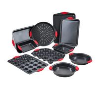 VEVOR Moule à pâtisserie, lot de 10, moule à charnière antiadhésif en acier au carbone, plaque et plateau de cuisson empilable avec poignée en silicone, pour cuisson de biscuits, gâteaux muffins, noir