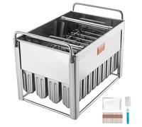 VEVOR Moules à glace commerciaux, 40 moules à popsicle à tête ronde avec double fente, machine à popsicle en acier inox, support de moule pour machine à crème glacée avec 50 bâtons de glace et sacs