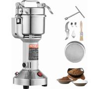 VEVOR Moulin à Épices Électrique 750 g, Broyeur à Grains Commercial 2000 W Haute Vitesse, Moulin à Farine en Acier Inoxydable, Type Droit, pour Moudre Rapidement Céréales Épices Herbes Poivres