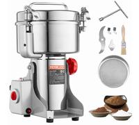 VEVOR Moulin à Épices Électrique 2500 g, Broyeur à Grains Commercial 3400 W à Haute Vitesse, Moulin à Farine en Acier Inoxydable, Type Oscillant, pour Moudre Rapidement Céréales Épices Herbes Cafés