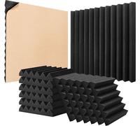 VEVOR Mousse acoustique Panneaux acoustiques, lot de 24, 30x30x5cm, panneaux muraux insonorisants autocollants haute densité, panneau acoustique, tapis en mousse acoustique