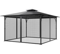 VEVOR Moustiquaire pour pavillon, moustiquaire de remplacement, convient pour pavillons de 365,8x365,8x228,6 cm, protection contre les insectes rideau de pavillon en 4 parties à parois latérales