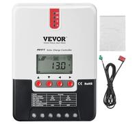 VEVOR MPPT Contrôleur de Charge Solaire 12 V/24 V Auto CC Régulateur de Charge de Panneau Solaire 20 A avec Écran LCD Câble Capteur Température pour Batteries Scellées AGM, au Gel, Inondées, Lithium