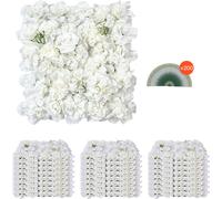 VEVOR Mur de plantes artificielles, 24 pièces, 380 x 380 x 65 mm, Haie artificielle, pour mariage, Saint-Valentin, maison, fête de bébé, décoration de fond, blanc