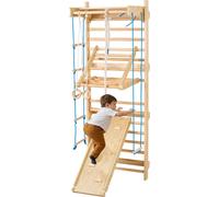 VEVOR Mur d'échelles suédoises, 8 en 1 structure d'escalade intérieure à 15 niveaux, ensemble de jeux d'escalade muraux à barres supportant une charge de 100 kg avec échelle murale planche de glisse b
