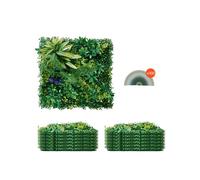 VEVOR Mur Végétal Artificiel 12 PCS Panneau Mural Décoratif Plante Artificielle 3D Emboîtable, 50x50 cm, pour Décoration Intérieure Extérieure, Couverture de Clôture en Lierre, Brise-vue Mural Jardin