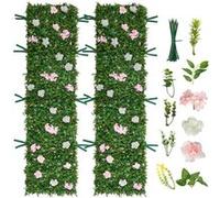 VEVOR Mur Végétal Artificiel 243,8x61cm Lot de 2 Avec Fleurs 3D Ultra-Réaliste Vert