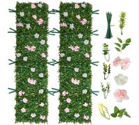 VEVOR Mur Végétal Artificiel 248,3x61 cm Haie Artificielle Lot de 2 Panneaux de Feuillage Artificiel avec Fleurs Brise Vue de Balcon pour Décoration, Mariage, Intérieur et Extérieur, Clôture de Jardin