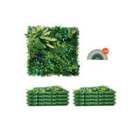 VEVOR Mur Végétal Artificiel 8 PCS Panneau Mural Décoratif Plante Artificielle 3D Emboîtable, 50x50 cm, pour Décoration Intérieure Extérieure, Couverture de Clôture en Lierre, Brise-vue Mural Jardin