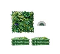 VEVOR Mur Végétal Artificiel, 8 PCS, Panneau Mural Décoratif Plante Artificielle 3D Emboîtable, 50x50 cm, pour Décoration Intérieure Extérieure, Couverture de Clôture en Lierre, Brise-vue Mural Jardin