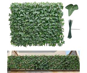 VEVOR Mur Végétal Artificiel Extensible 320x63,5 cm Haie Artificielle Panneau Feuillage Artificiel Lierre Brise Vue Balcon pour Décoration, Intérieur, Extérieur, Clôture Jardin, avec 50 Serre-câbles