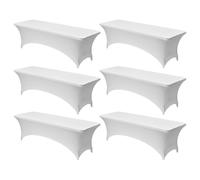 VEVOR Nappe extensible rectangulaire 244 x 76 x 76 cm, couverture de table infroissable en polyester et élasthanne, lot de 6, lavable en machine, pour fête, mariage, cocktail, banquet, festival, blanc