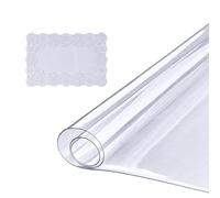 VEVOR Nappe Rectangle Transparente 46x123,2 cm Film de Table Transparent en PVC Épaisseur 1,5 mm avec Coins Arrondis Découper sur Mesure avec Nappe en Tissu 45x30 cm Protection de Table Transparente