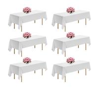 VEVOR Nappe rectangulaire blanche, 1524 x 2591 mm, couverture de table en polyester infroissable, lot de 6, résistante à la déchirure et l'effilochage, lavable en machine, pour mariage, fête, banquet