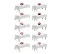 VEVOR Nappe rectangulaire blanche, 1524 x 2591 mm, couverture de table en polyester infroissable, lot de 10, résistante à la déchirure et l'effilochage, lavable en machine, pour mariage, fête, banquet