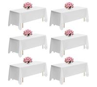 VEVOR Nappe rectangulaire Blanche, 1778 x 3048 mm, Couverture de Table en Polyester Infroissable, Lot de 6, résistante à la déchirure et l'effilochage, Lavable en Machine, pour Mariage, fête, Banquet