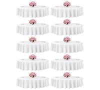 VEVOR Nappe Ronde Blanche, 2286 mm, Couverture de Table en Polyester, Lot de 10, résistante aux Taches et aux Plis, Lavable en Machine, pour Salle à Manger, Mariage, fête, Banquet, événement Officiel