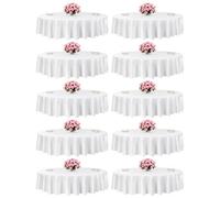 VEVOR Nappe ronde blanche, 2286 mm, couverture de table en polyester, lot de 10, résistante aux taches et aux plis, lavable en machine, pour salle à manger, mariage, fête, banquet, événement officiel