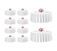 VEVOR Nappe Ronde Blanche, 3048 mm, Couverture de Table en Polyester, Lot de 10, résistante aux Taches et aux Plis, Lavable en Machine, pour Salle à Manger, Mariage, fête, Banquet, événement Officiel