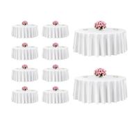 VEVOR Nappe ronde blanche, 3048 mm, couverture de table en polyester, lot de 10, résistante aux taches et aux plis, lavable en machine, pour salle à manger, mariage, fête, banquet, événement officiel