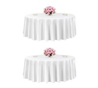 Nappe Ronde Blanche-VEVOR-3048 mm-Couverture de Table en Polyester-Résistante aux Taches et aux Plis-Lot de 2