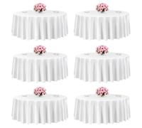 VEVOR Nappe Ronde Blanche, 3048 mm, Couverture de Table en Polyester, Lot de 6, résistante aux Taches et aux Plis, Lavable en Machine, pour Salle à Manger, Mariage, fête, Banquet, événement Officiel
