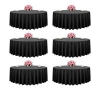 VEVOR Nappe ronde noire, 3048 mm, couverture de table en polyester, lot de 6, résistante aux taches et aux plis, lavable en machine, pour salle à manger, mariage, fête, banquet, événement officiel