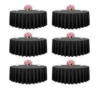 VEVOR Nappe ronde noire, 3048 mm, couverture de table en polyester, lot de 6, résistante aux taches et aux plis, lavable en machine, pour salle à manger, mariage, fête, banquet, événement officiel