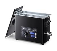 VEVOR Nettoyeur à Ultrasons 6 L, Appareil de Nettoyage par Ultrasons avec Commande par Bouton, en Inox, avec Panier et Boule de Nettoyage, pour Montres, Rasoirs, Bijoux, Pièces de Monnaie, Noir