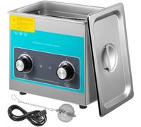 VEVOR Nettoyeur à Ultrasons Bac Inox 3 L Nettoyeur Ultrasonique Professionnel 40 kHz Temps Température Réglable Machine à Ultrason Commande Bouton 2 Paniers Nettoyage Profonde Prothèse Bijoux Lunettes