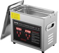 VEVOR Nettoyeur à ultrasons Nettoyeur à ultrasons en acier inoxydable 150 W, 3 L Nettoyeur à ultrasons avec affichage numérique 0-30 min, nettoyage par ultrasons pour bijoux, lunettes, montres, etc.