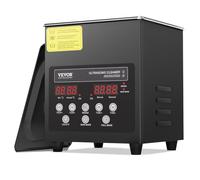 VEVOR Nettoyeur à Ultrasons Numérique 2 L, Machine de Nettoyage à Ultrasons 60 W, avec Mode Doux et Dégazage Amélioré, avec Chauffage et Minuterie pour Prothèse Dentaire, Bijoux, Outils, Noir