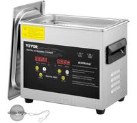 VEVOR Nettoyeur à Ultrasons Numérique 3 L, Chauffage 200 W, Ultrasons 120 W, Bac Ultrasons avec Chauffage et Minuterie, Appareil de Nettoyage Ultrasonique en Inox, pour Bijoux Lunettes Montres