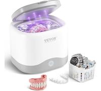 VEVOR Nettoyeur à ultrasons pour prothèses dentaires 180 ml Appareil de nettoyage des aligneurs avec lumière UV, 30 W Appareil de nettoyage des aligneurs pour les dents Protège-dents Tête de brosse à