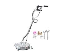 VEVOR Nettoyeur de surface pour nettoyeur haute pression 465 mm, accessoire nettoyeur sol en acier inox sur roues, 275 bar max. connecteur 0,95 cm 2 buses pulvérisation double poignée pour béton patio