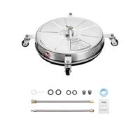 VEVOR Nettoyeur de Surface pour Nettoyeur Haute Pression 465 mm, Accessoire Nettoyeur Sol en Acier INOX sur Roues, 275 Bar Max. connecteur 0,635 cm 2 Buses pulvérisation 2 tiges Extension, pour béton