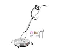 VEVOR Nettoyeur de surface pour nettoyeur haute pression 535 mm, accessoire nettoyeur sol en acier inox sur roues, 275 bar max. connecteur 0,95 cm 2 buses pulvérisation double poignée pour béton patio