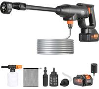 VEVOR Nettoyeur haute pression à batterie Sans fil Nettoyeur à eau Pistolet nettoyeur à pression (220W 21V, 40bar, pour le nettoyage mobile et l'arrosage, 4L/min, accessoires inclus, chargeur)