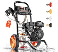 VEVOR Nettoyeur Haute Pression à Essence 200 bar Laveuse Haute Pression à Essence Max. 7 L/min pour Voitures, Clôtures, Allées, Maisons, Terrasses, Meubles, Pompe Alu, avec Pistolet et Lance, 4 Buses