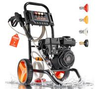 VEVOR Nettoyeur Haute Pression à Essence 200 bar Laveuse Haute Pression à Essence Max. 7 L/min pour Voitures, Clôtures, Allées, Maisons, Terrasses, Meubles, Pompe Alu, avec Pistolet et Lance, 4 Buses