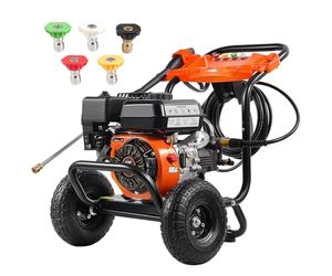 VEVOR Nettoyeur Haute Pression à Essence, 3500 PSI, laveuse Haute Pression à gaz, 10 L/Min, avec Pompe en Aluminium, Pistolet pulvérisateur, rallonge et 5 Buses pour Voitures, Maisons, allées, patios