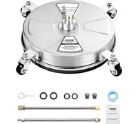 VEVOR Nettoyeur de Surface pour Nettoyeur Haute Pression 395 mm, Accessoire Nettoyeur Sol en Acier INOX sur Roues, 275 Bar Max. connecteur 0,635 cm 2 Buses pulvérisation 2 tiges Extension, pour béton
