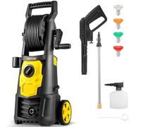 VEVOR Nettoyeur haute pression électrique, 2 000 psi, nettoyeur haute pression max 1,65 GPM avec tuyau et bobine de 9,1 m, 5 buses à connexion rapide, canon à mousse, portable pour nettoyer les