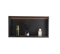 VEVOR Niche Douche Encastrable, 10,2x33x63,5 cm, Niche Murale en Acier Inoxydable avec Bande LED, Étagère de Salle de Bain Moderne Étanche, pour Stockage Savon Shampoing Douche Salle de Bains, Noir
