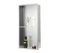 VEVOR Niche Douche Encastrable, 10,2x33x63,5 cm, Niche Murale en Acier Inoxydable Double Niveau, Étagère de Salle de Bain Moderne Étanche, pour Stockage Savon Shampoing Douche Salle de Bains, Argenté