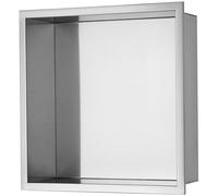 VEVOR Niche Encastrable Salle de Bain 33,02x33,02 cm Niche Douche Murale Double Étagère Acier Inoxydable 304 Scellée Étanche Facile à Nettoyer Moderne pour Stockage Savon Douche Salle de Bains, Argent