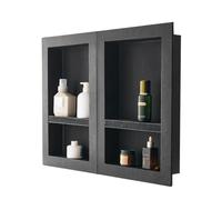 VEVOR Niche Encastrable Salle de Bain, 40,6x61 cm + 40,6x61 cm, Niche Douche Encastrable Murale Étagères Organisateur Rangement Moderne, pour Stockage de Savon, Shampoing, Douche, Salle de Bains, Noir