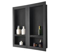 VEVOR Niche Encastrable Salle de Bain, 40,6x81,3 cm + 40,6x81,3 cm, Niche Douche Murale Étagères Organisateur de Rangement Moderne, pour Stockage de Savon, Shampoing, Douche, Salle de Bains, Noir