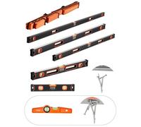 VEVOR Niveau à Torpille 6PCS, 78/48/32/24/16/10 po, Flacons à Bulles, Mesure à 45/90/180°, Outil de Nivellement en Alliage d'Aluminium, Résistance aux Chocs, Mesure SAE et Métrique, 10 po avec Aimant